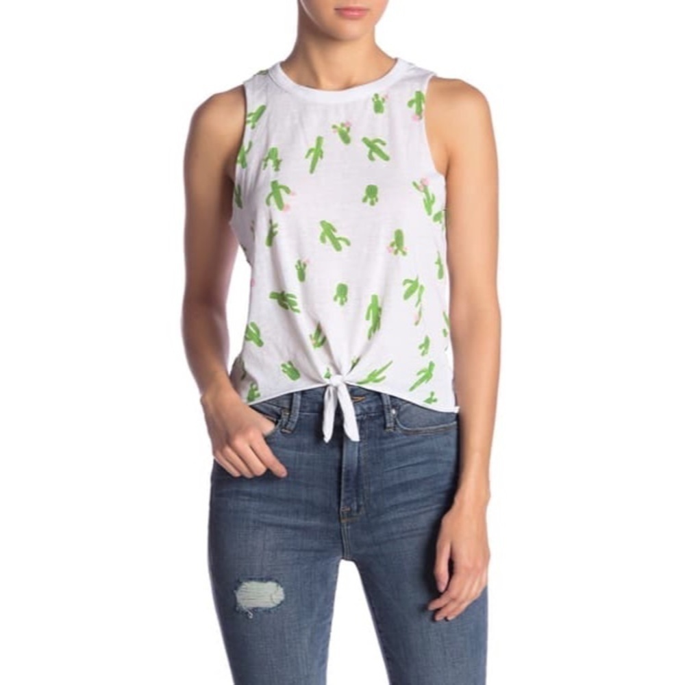 Chaser Cactus Tie Front Tank Top Size Medium